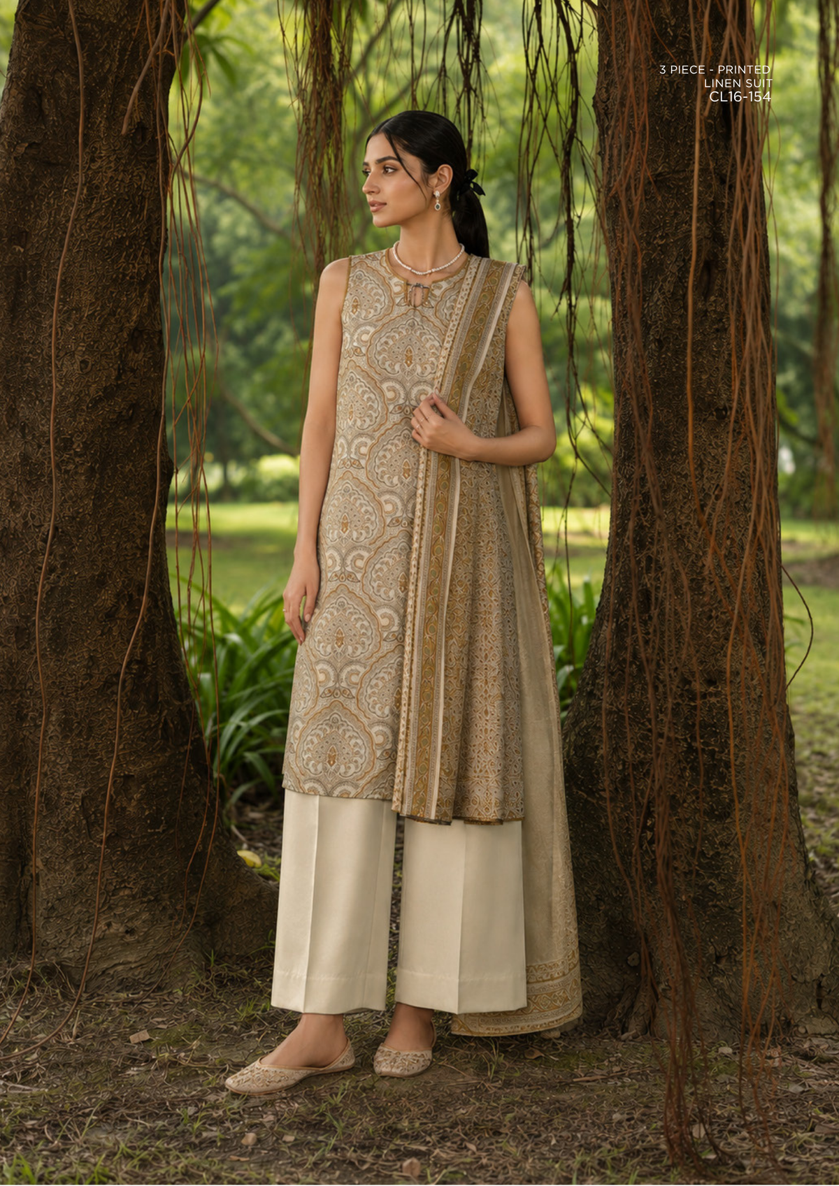 SAPPHIRE 3-Piece Printed Linen Suit (CL16-154)