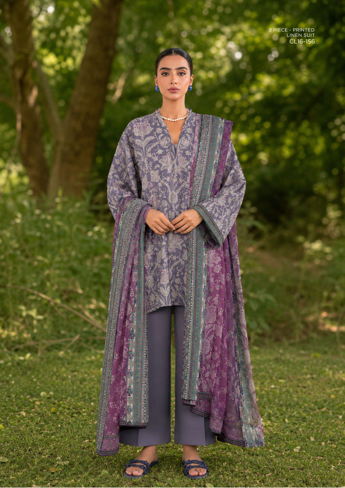 SAPPHIRE 3-Piece Printed Linen Suit (CL16-156)