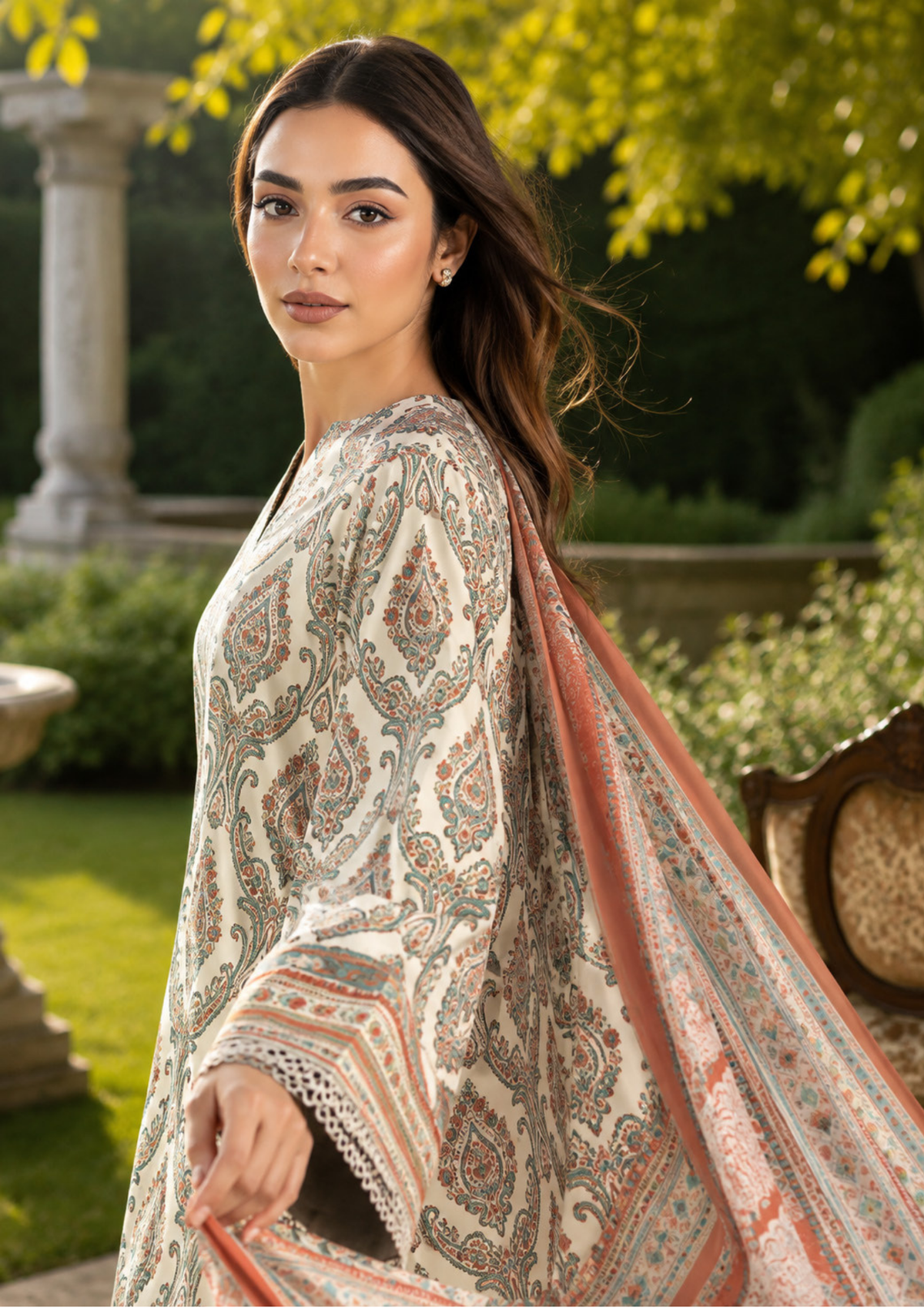 SAPPHIRE 3-Piece Printed Linen Suit (CL16-157)