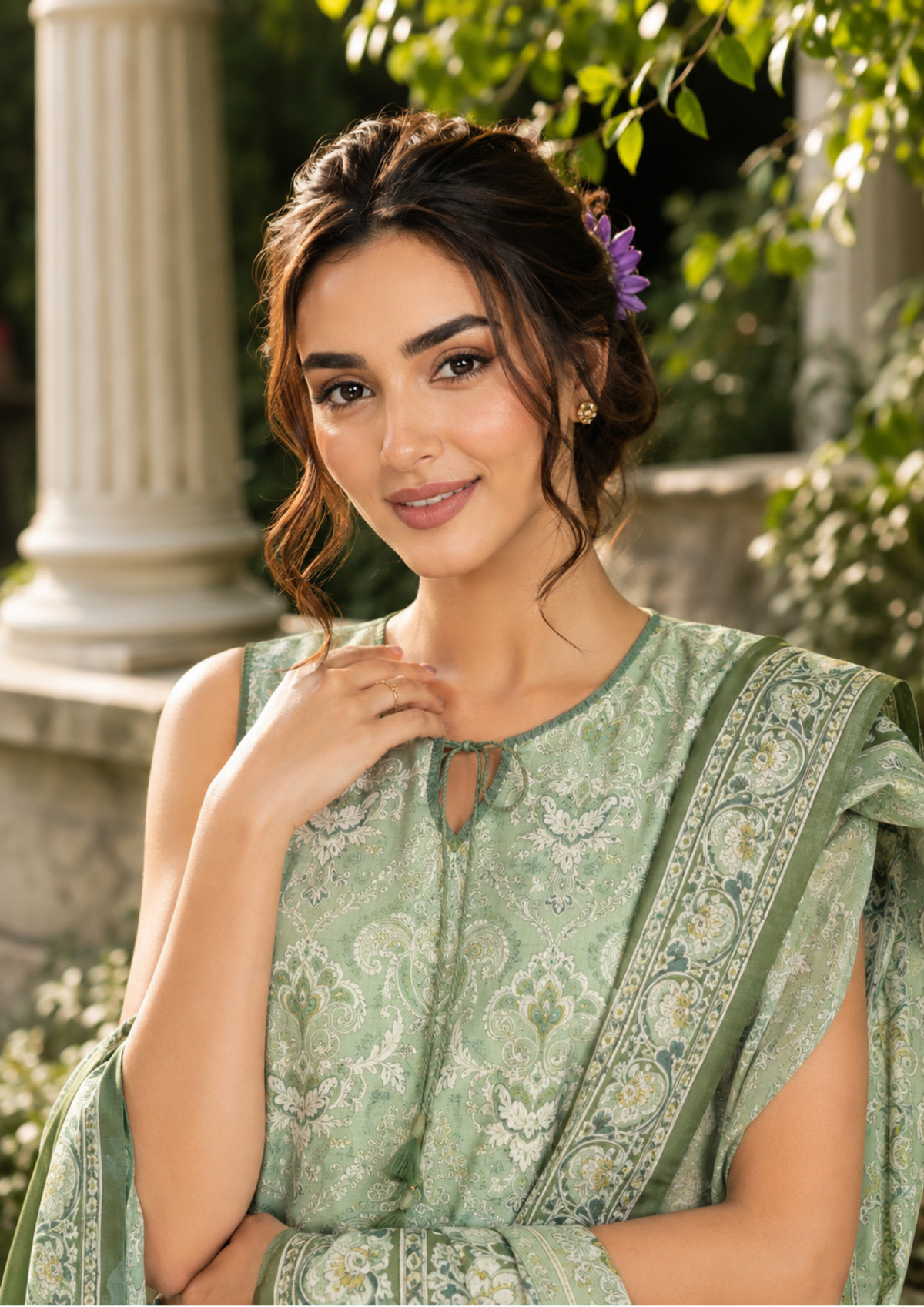 SAPPHIRE 3-Piece Printed Linen Suit (CL16-159)