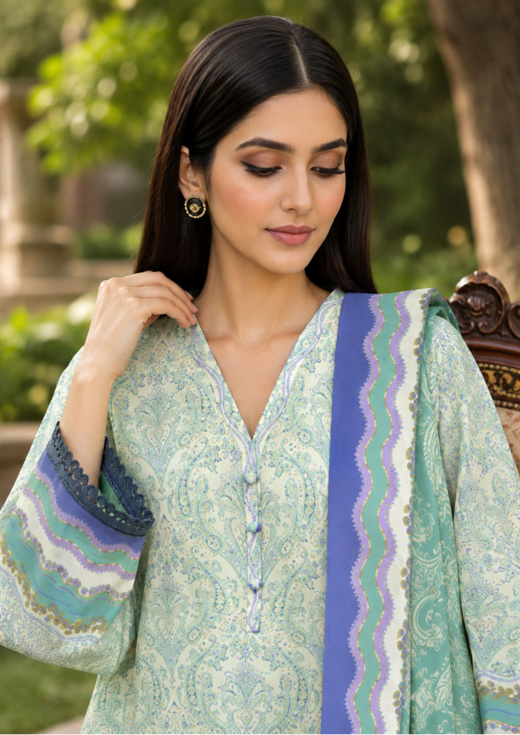 SAPPHIRE 3-Piece Printed Linen Suit (CL16-151)