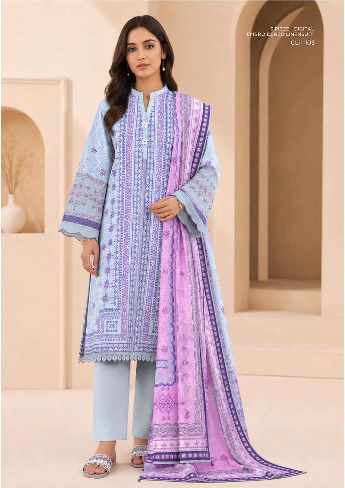 SAPPHIRE Digital Embroidered Linen – CL11-103