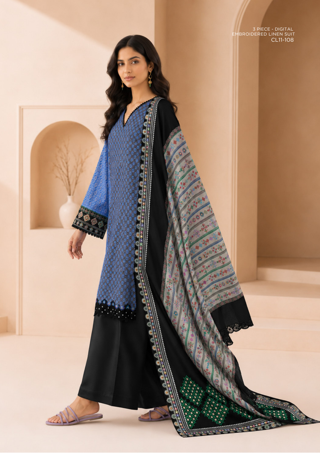 SAPPHIRE Digital Embroidered Linen – CL11-108