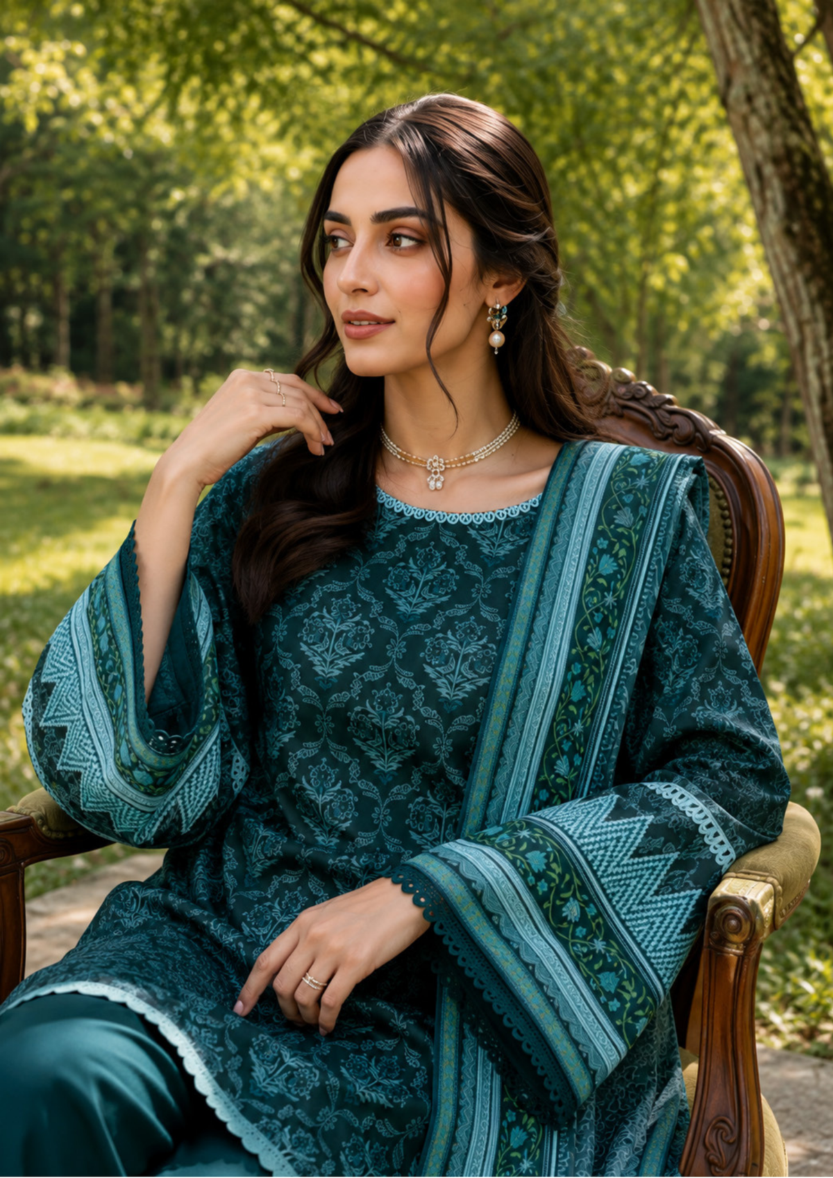 SAPPHIRE 3-Piece Printed Linen Suit (CL16-152)