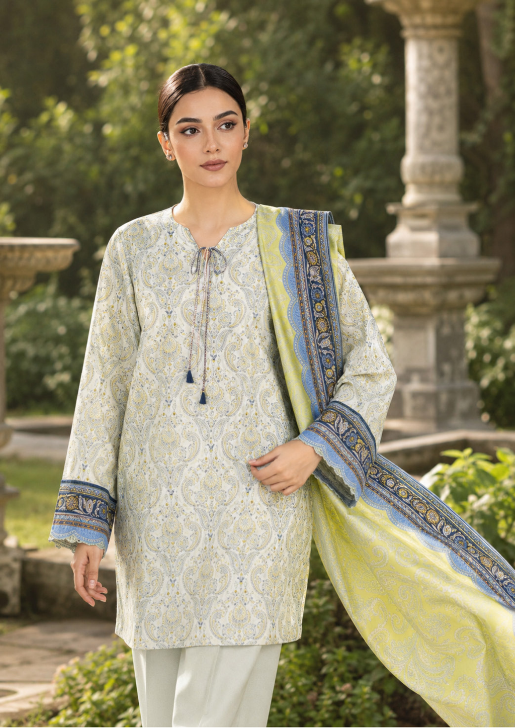 SAPPHIRE 3-Piece Printed Linen Suit (CL16-153)
