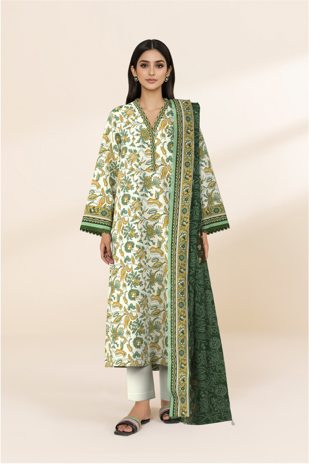 SAPPHIRE 3-Piece Printed Lawn Suit – CL14-139