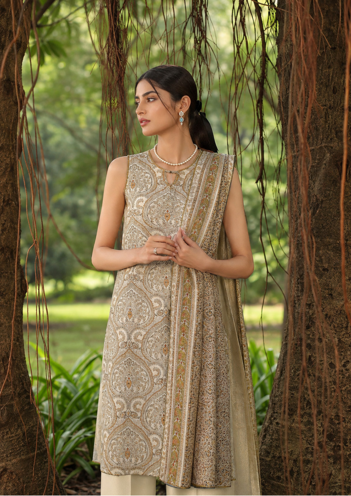 SAPPHIRE 3-Piece Printed Linen Suit (CL16-154)