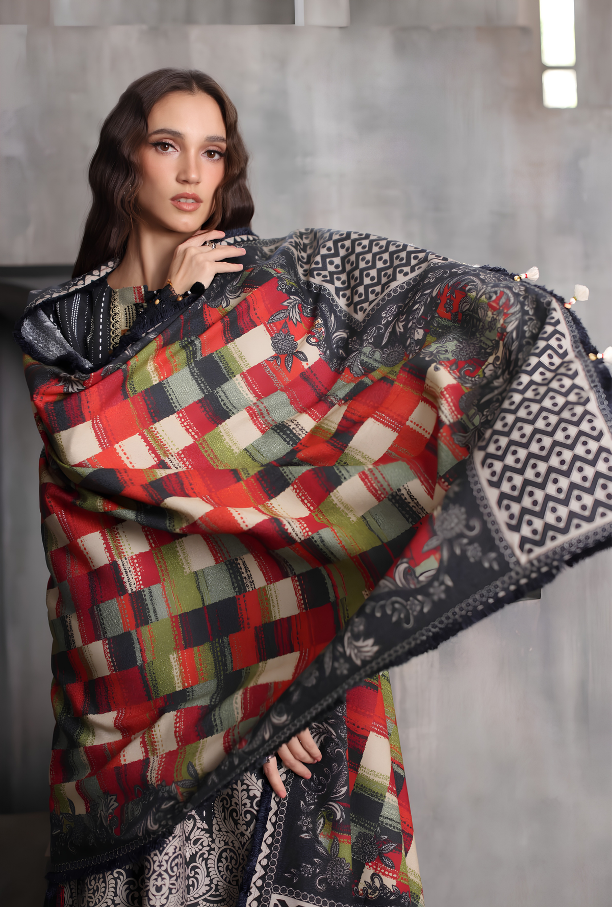 Gul Ahmed 3-Piece Printed Karandi Suit with Embroidered Neckline – AY-62011
