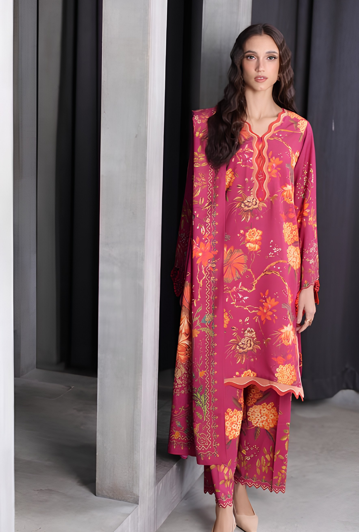 Gul Ahmed 3-Piece Printed Karandi Suit – AY-62025